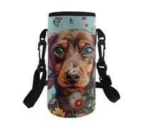 HUGS IDEA Borsa porta bottiglie d'acqua antiurto con tracolla, Grazioso bassotto, L, Organizer per borse