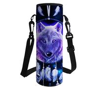 HUGS IDEA Borsa termica in neoprene per bottiglia d'acqua con tracolla, Acchiappasogni lupo, L, Organizer per borse