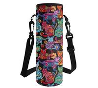 HUGS IDEA Borsa termica in neoprene per bottiglia d'acqua con tracolla, Gatti colorati., L, Organizer per borse