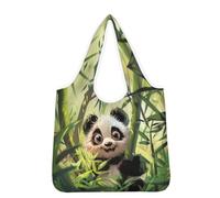 HUGS IDEA Borse di totalizzatore pieghevoli resistenti riutilizzabili delle borse della spesa delle borse della spesa, Simpatico panda