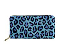 HUGS IDEA Buttefly - Portafoglio lungo da donna, in pelle PU, con stampa, Blu leopardato., M, Casual