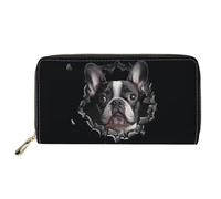 HUGS IDEA Buttefly - Portafoglio lungo da donna, in pelle PU, con stampa, Bulldog francese., Casual