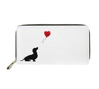 HUGS IDEA Buttefly - Portafoglio lungo da donna, in pelle PU, con stampa, Cane bassotto, Casual