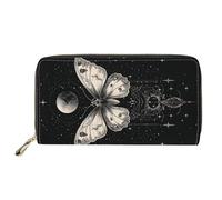 HUGS IDEA Buttefly - Portafoglio lungo da donna, in pelle PU, con stampa, Falena gotica, Casual