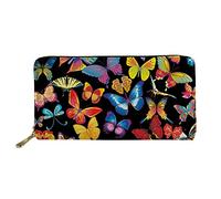 HUGS IDEA Buttefly - Portafoglio lungo da donna, in pelle PU, con stampa, Farfalla 9, M, Casual