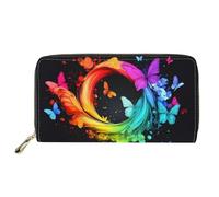 HUGS IDEA Buttefly - Portafoglio lungo da donna, in pelle PU, con stampa, Farfalla d'arte, Casual