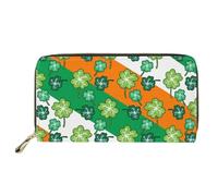 HUGS IDEA Buttefly - Portafoglio lungo da donna, in pelle PU, con stampa, Giorno di San Patrizio-1, Casual