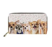 HUGS IDEA Buttefly - Portafoglio lungo da donna, in pelle PU, con stampa, Grazioso chihuahua., Casual