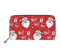 HUGS IDEA Buttefly - Portafoglio lungo da donna, in pelle PU, con stampa, Natale Hoho Babbo Natale, Casual