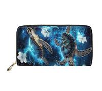 HUGS IDEA Buttefly - Portafoglio lungo da donna, in pelle PU, con stampa, Tartaruga marina, Casual