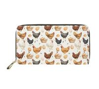 HUGS IDEA Buttefly - Portafoglio lungo da donna, in pelle PU, con stampa, Uova Di Pollo, Casual