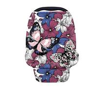 HUGS IDEA Classica Farfalla Vintage Pittura Copertura Allattamento Per Allattamento Al Seno Senza Chimica, Copertura A 360°, Tessuto Ultra Morbido e Traspirante