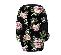 HUGS IDEA Classica Rosa Fiore Floreale Elegante Copertura Allattamento Per Allattamento Al Seno Senza Chimica, Copertura A 360°, Tessuto Ultra Morbido e Traspirante