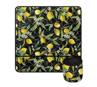 HUGS IDEA Custodia per macchina da cucire resistente, con stampa di foglie di limone, antiscivolo, con tasche e supporto