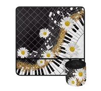 HUGS IDEA Custodia per macchina da cucire, resistente, con stampa floreale e note musicali, con tasche e supporto