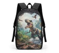 HUGS IDEA Cut Denim Blue Zaino per bambini Cat Head School Book Bag, T-rex della valle