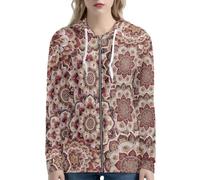 HUGS IDEA Felpa a maniche lunghe con tasche con cappuccio con cerniera per donne giacche con cappuccio per donna, Boho Floreale, S