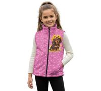 HUGS IDEA Gilet da ragazza con tasche giacca in pile per bambini comodi cappotti senza maniche con cerniera intera Capispalla invernale, Grazioso bassotto, 7-8 Anni