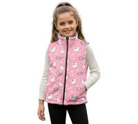 HUGS IDEA Gilet in pile per ragazze con cerniera e colletto alla coreana, senza maniche, con tasche, comodo capispalla invernale, Grazioso gattino., 7-8 Anni