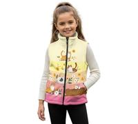 HUGS IDEA Gilet per ragazze con colletto alla coreana gilet con tasche zip up senza maniche cappotti per bambini, Grazioso gattino., 2-3 Anni