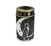 HUGS IDEA Luci solari a forma di gatto nero per tombe con stampa luna, decorazioni per cimitero, design impermeabile, luce LED a energia solare, per giardino, patio e siti religiosi