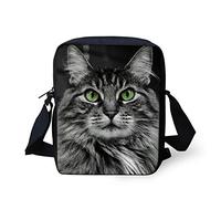 HUGS IDEA - Mini borsa a tracolla da donna, in denim, con stampa di cane gatto, Cate Faccia, Small