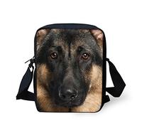 Hugs Idea, Mini borsa a tracolla da donna, in denim, con stampa di cane o gatto, marrone (Pastore tedesco), Small