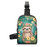 HUGS IDEA Mini borsa a tracolla in pelle per le donne piccola borsa a tracolla borsa a tracolla casual alla moda borsa a tracolla per il viaggio, Divertente bradipo floreale