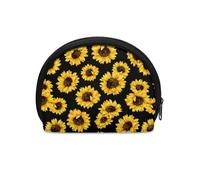 HUGS IDEA Mini portamonete per bambini, ragazzi e ragazze, piccolo semicerchio portamonete per viaggi con cerniera portafoglio, Girasole giallo., Taglia unica, Portamonete