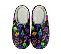 HUGS IDEA Pantofole da donna in schiuma di memoria fuzzy antiscivolo leggere calde pantofole interne, Fungo hippie, XX-Large