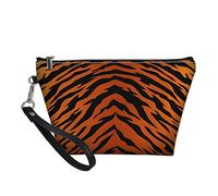 HUGS IDEA Pelle di animale stampata trapezoidale borsa di trucco maniglia di viaggio sacchetto cosmetico di stoccaggio del sacchetto di cuoio, Pelle di tigre., S