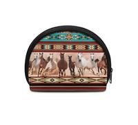 HUGS IDEA Piccolo portamonete da donna con semicerchio, mini portamonete da viaggio, Cavallo Azteco Geometrico, Taglia unica, Portamonete