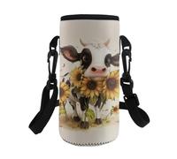 HUGS IDEA Portabottiglie per bambini con tracolla regolabile, Girasole Mucca, L, Organizer per borse