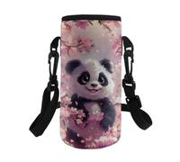 HUGS IDEA Portabottiglie per bambini con tracolla regolabile, Panda in fiore di cilie, L, Organizer per borse