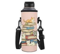 HUGS IDEA Portabottiglie per bambini, con tracolla regolabile, Stampa libro gatto, L, Organizer per borse