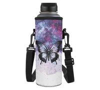 HUGS IDEA Portabottiglie regolabile con tracolla per acqua per esterni, Galassia farfalla, L, Organizer per borse