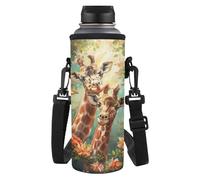 HUGS IDEA Portabottiglie regolabile con tracolla per acqua per esterni, Giraffa Foresta, L, Organizer per borse