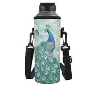 HUGS IDEA Portabottiglie regolabile con tracolla per acqua per esterni, Pavone, L, Organizer per borse