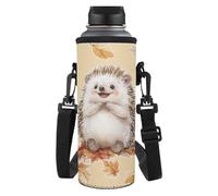 HUGS IDEA Portabottiglie regolabile con tracolla per acqua per esterni, Simpatico riccio, L, Organizer per borse