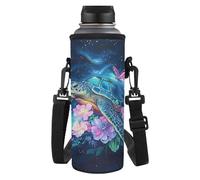 HUGS IDEA Portabottiglie regolabile con tracolla per acqua per esterni, Tartaruga Marina Flore, L, Organizer per borse