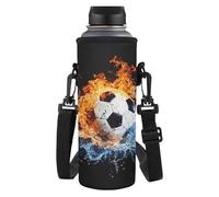 HUGS IDEA Portabottiglie regolabile con tracolla per bambini e ragazzi, Fuoco Acqua Calcio, L, Organizer per borse