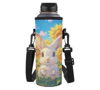 HUGS IDEA Portabottiglie regolabile con tracolla per bottiglia d'acqua per bambini a scuola, Coniglietto Giras, L, Organizer per borse