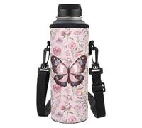 HUGS IDEA Portabottiglie regolabile con tracolla per bottiglia d'acqua per bambini a scuola, Floreale Farf, L, Organizer per borse