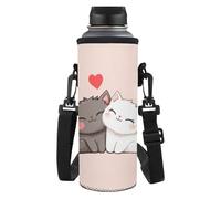 HUGS IDEA Portabottiglie regolabile con tracolla per bottiglia d'acqua per bambini a scuola, Gatti carini., L, Organizer per borse