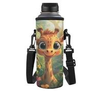 HUGS IDEA Portabottiglie regolabile con tracolla per bottiglia d'acqua per bambini a scuola, Graziosa giraffa., L, Organizer per borse