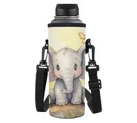 HUGS IDEA Portabottiglie regolabile con tracolla per bottiglia d'acqua per bambini a scuola, Grazioso elefante., L, Organizer per borse