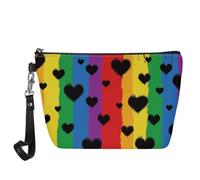 HUGS IDEA Sacchetto cosmetico del cuoio dell'unità di elaborazione delle donne della borsa di, Cuori arcobaleno.