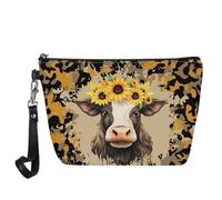 HUGS IDEA Sacchetto cosmetico del cuoio dell'unità di elaborazione delle donne della borsa di, Girasole Mucca