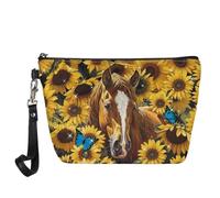 HUGS IDEA Sacchetto cosmetico del cuoio dell'unità di elaborazione delle donne della borsa di, Girasole Giallo Cavallo