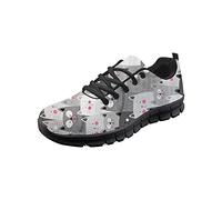 HUGS IDEA - Scarpe da ginnastica da corsa eleganti per donne e uomini, jogging, trekking, comode scarpe da ginnastica con fiore Doctor Leopard, Gatto grigio., 37 EU